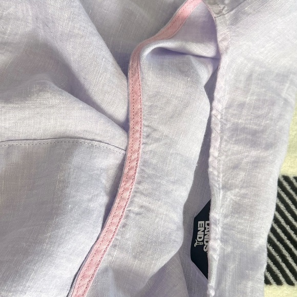 LANDS END 100% LINEN LILAC POPOVER TOP BOXY FIT SZ M 10-12 SPRING SUMMER BEACH - Picture 5 of 5